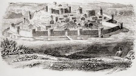 Allgemeines Erscheinungsbild antiker Festungen und typische Architektur einer mittelalterlichen Burg, aus The National Encyclopaedia, veröffentlicht ca. 1890
